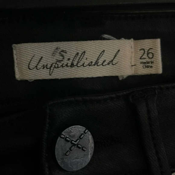 Anthropologie Unpublished Womens Skinny Jeans Size 26 Black Mid-Rise 5-Pocket - Picture 4 of 8